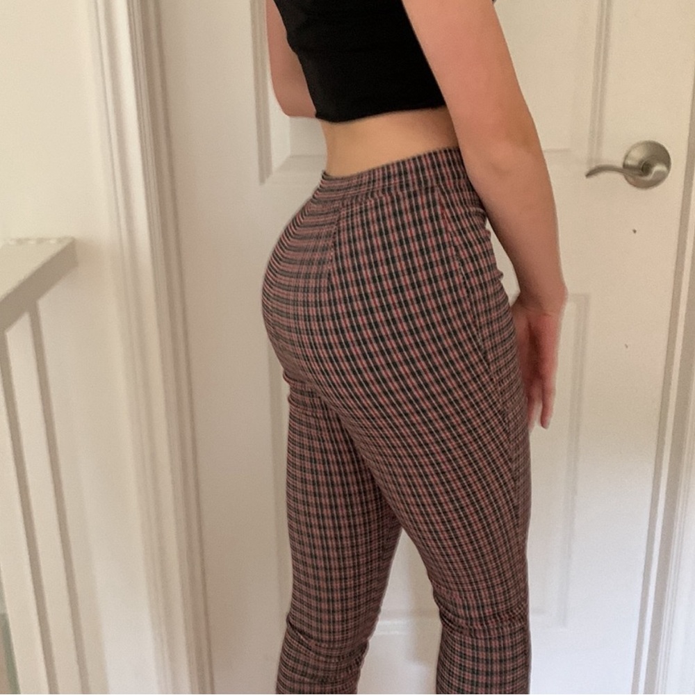 Urban Outfitters Red and Black Plaid Skinny Pants